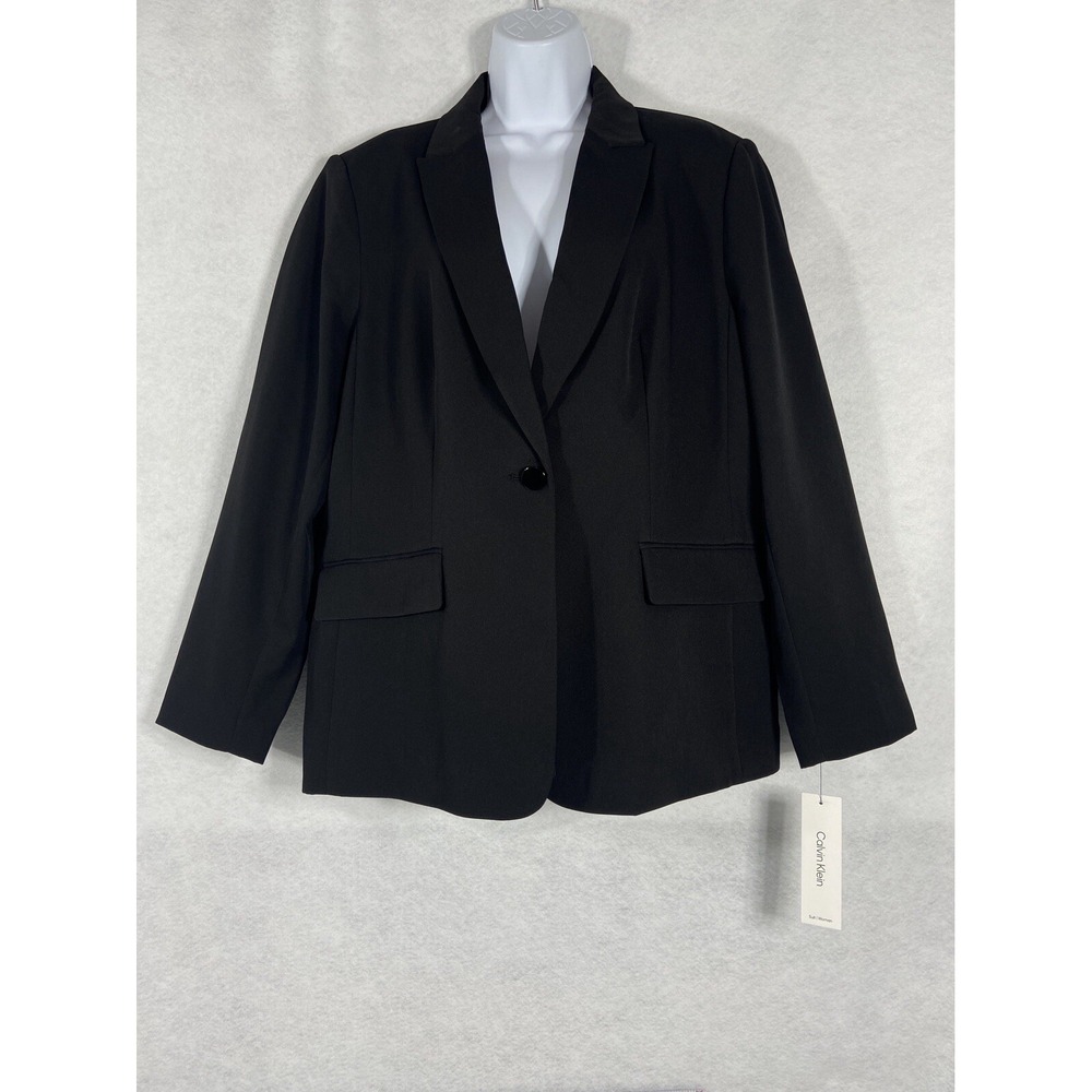 Calvin Klein Jacket Women's 24W Black Blazer Long Sleeves New